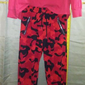 Indero Red-Camo Print Lounge Pants w/Zippers, size S/M Juniors